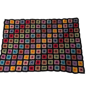 Handmade Granny Square Crochet Afghan Throw Roseanne Boho Cottagecore Retro